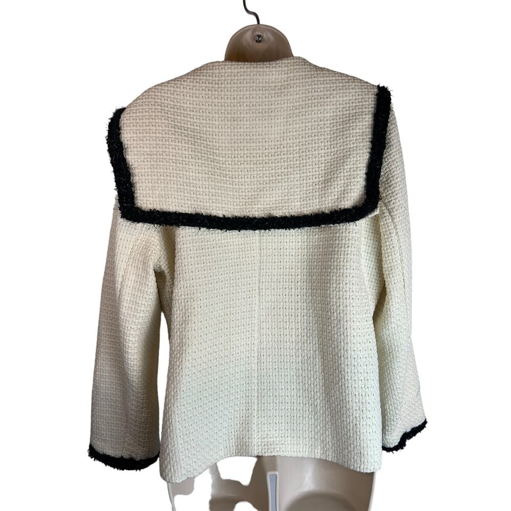 Dazy Ivory Black Tweed Womens Blazer XL Career Office Professional Brunch - Picture 9 of 11